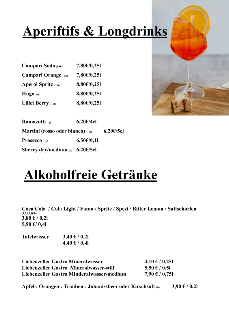 Speisekarte, Café-Restaurant Hohenegg