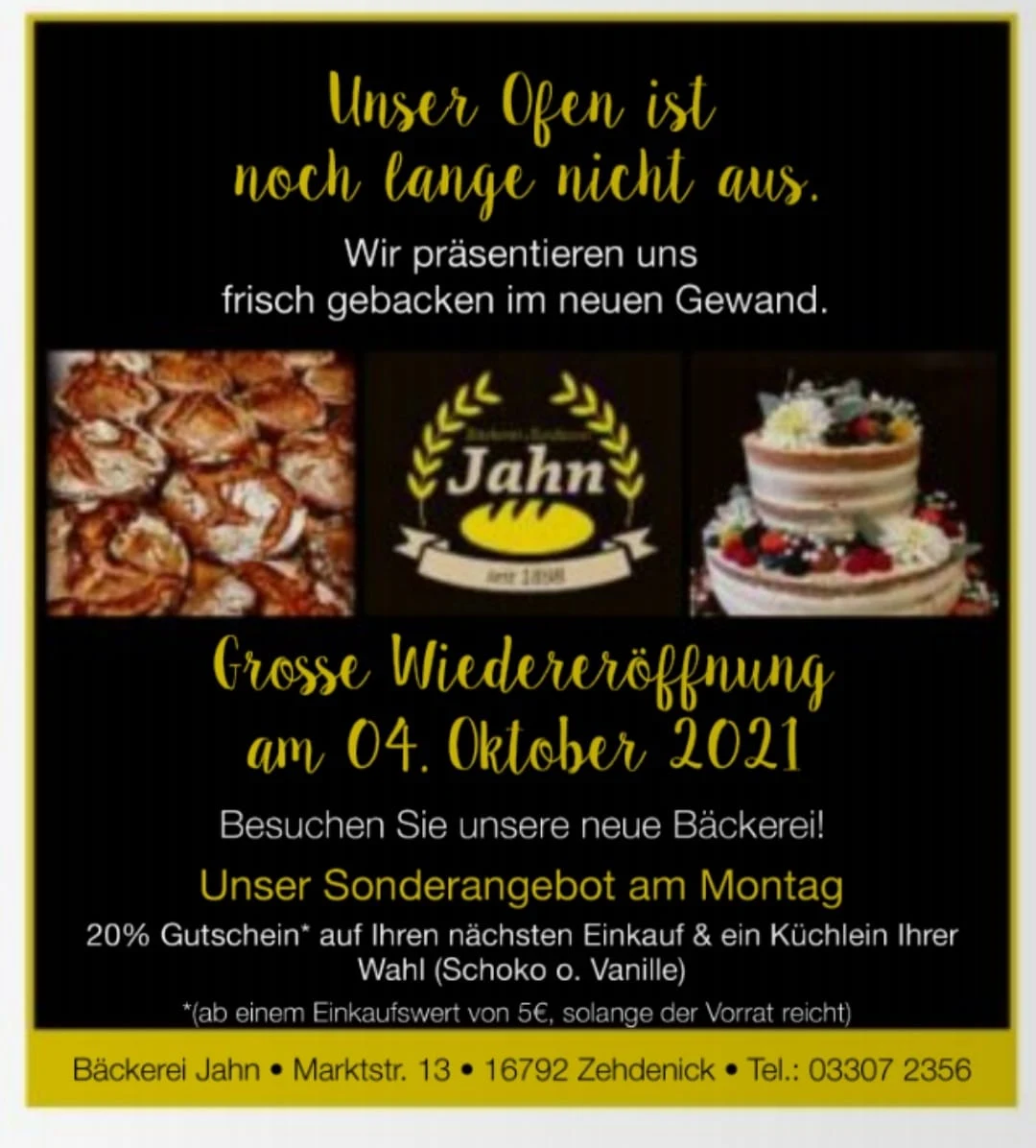 Speisekarte, Bäckerei & Konditorei Jahn Inh. Ines Jahn