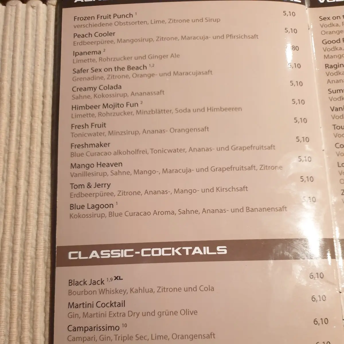 Speisekarte, Etage15 Restaurant & Cocktailbar
