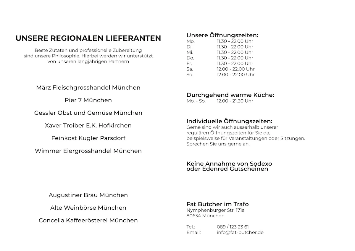 Speisekarte, Fat Butcher