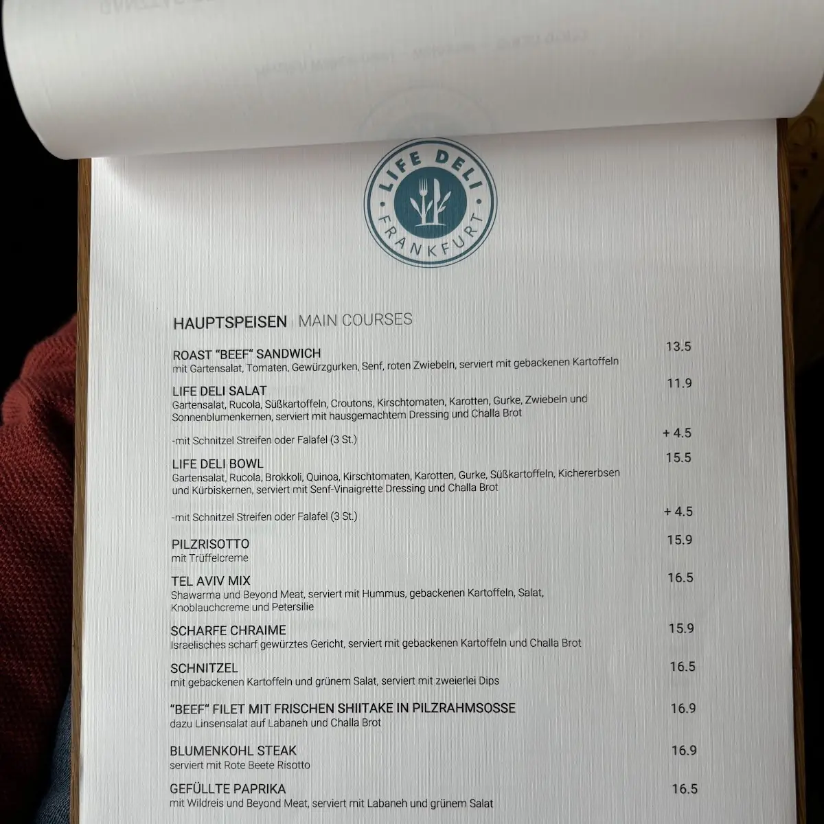 Speisekarte, Life Deli