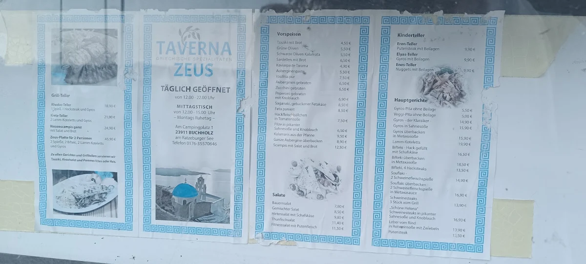 Speisekarte, Taverne Diona