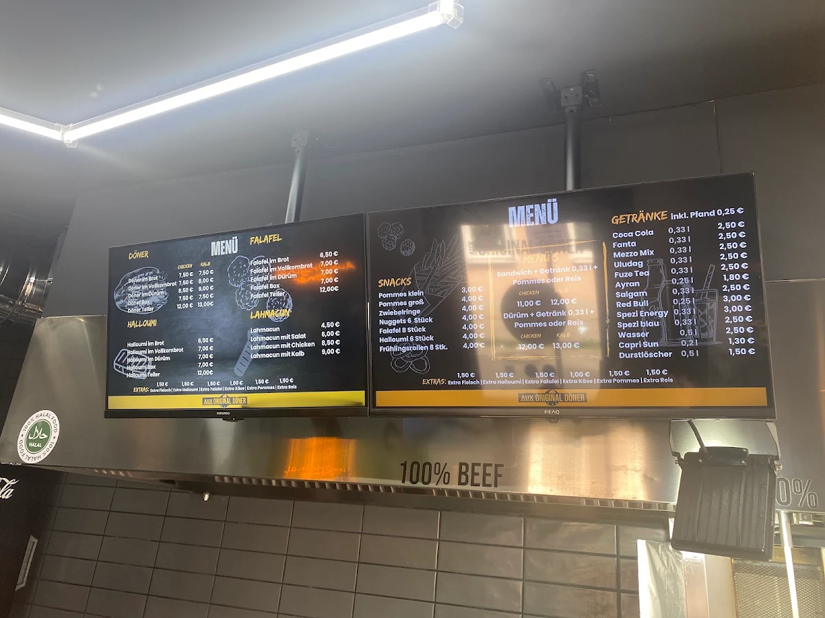 Speisekarte, Aux Original Döner