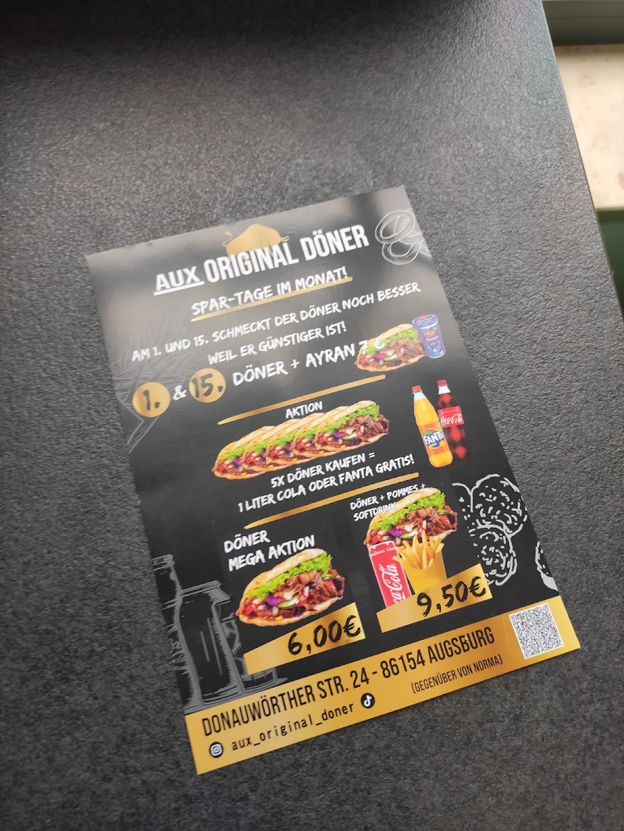 Speisekarte, Aux Original Döner