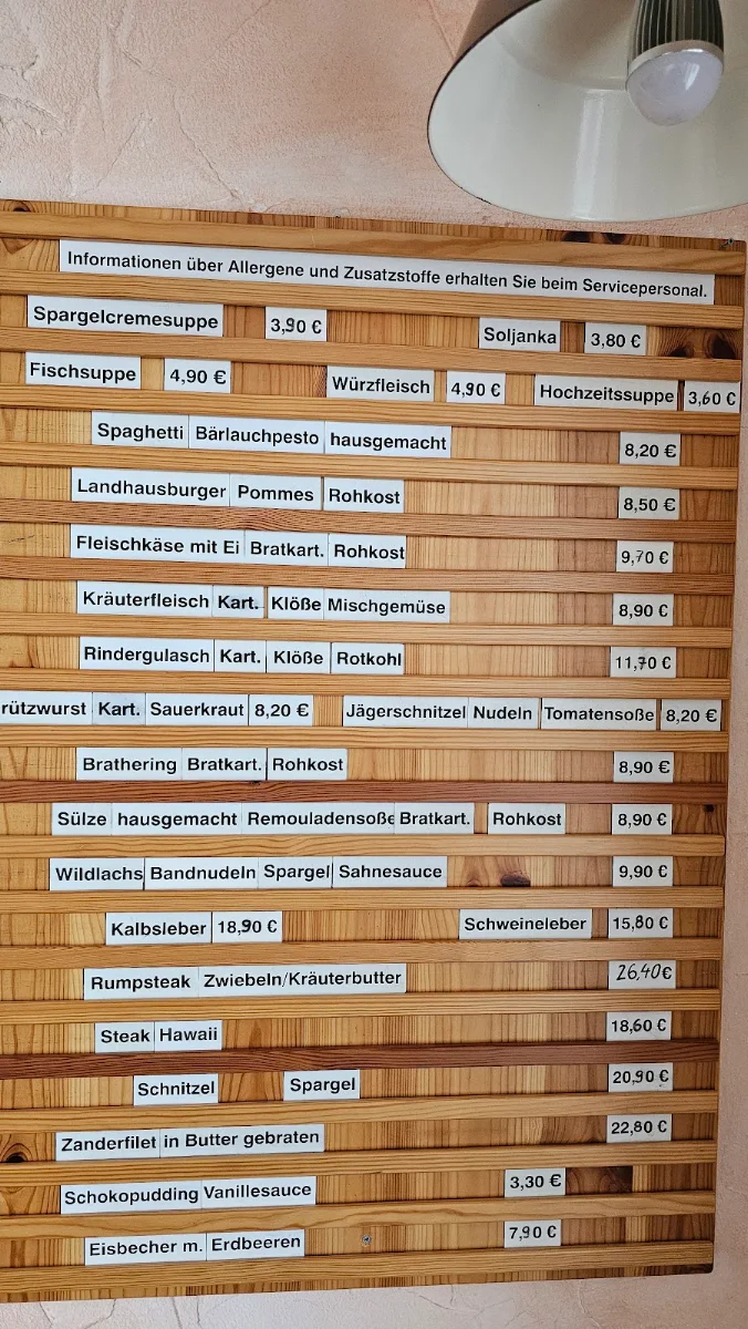 Speisekarte, Landgasthaus zum Auerochsen