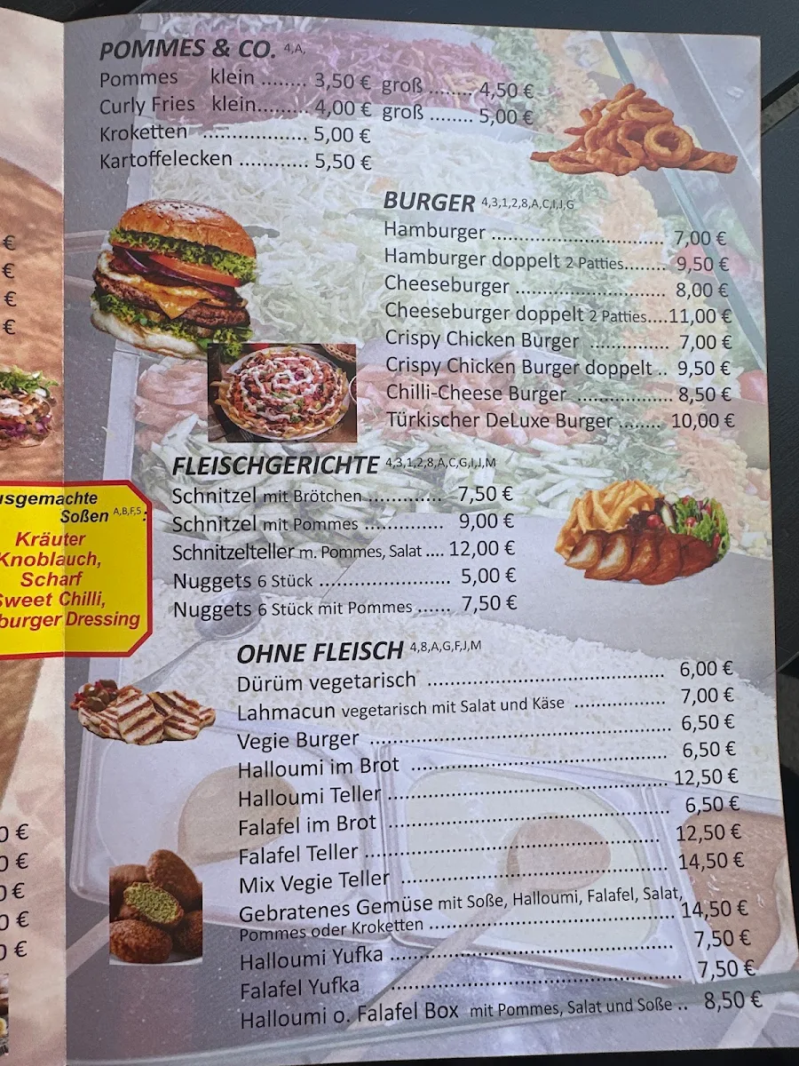Speisekarte, Can's Berliner Döner Am sommerwald