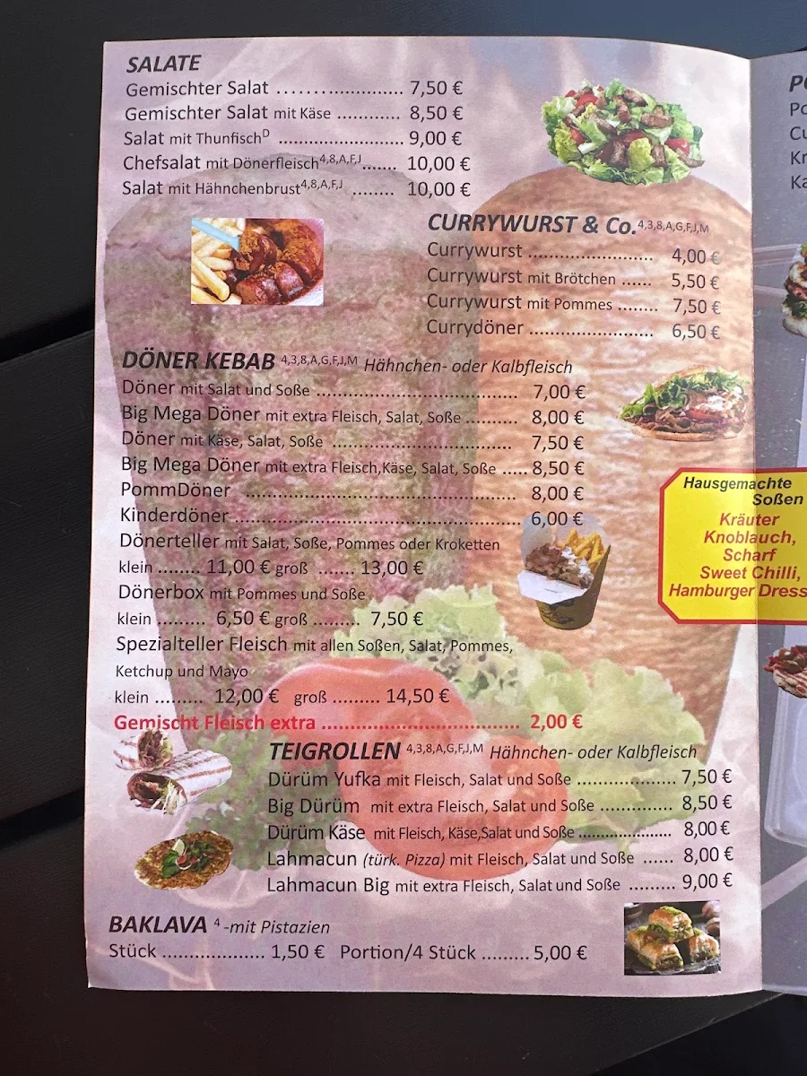 Speisekarte, Can's Berliner Döner Am sommerwald