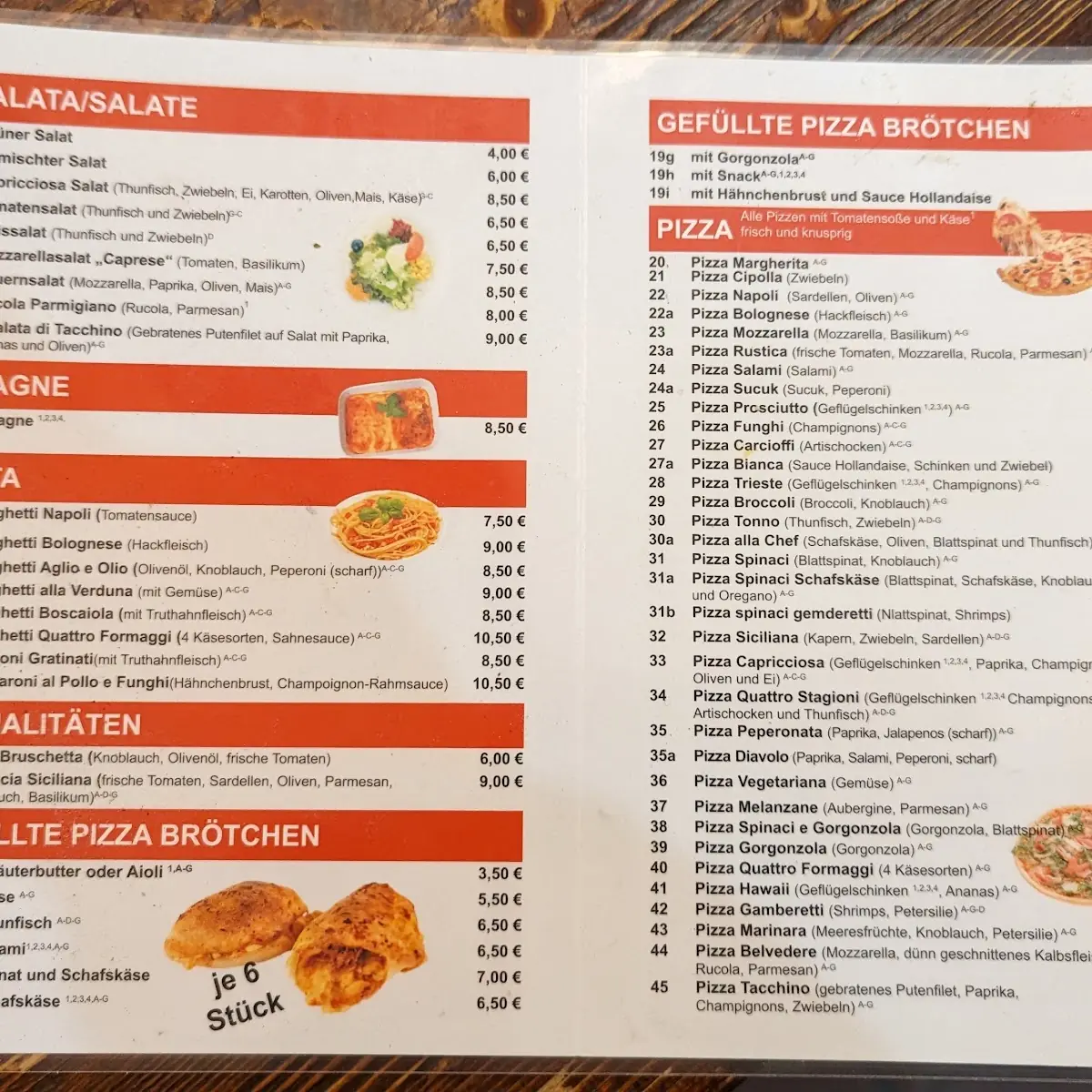 Speisekarte, Pizza Pazza