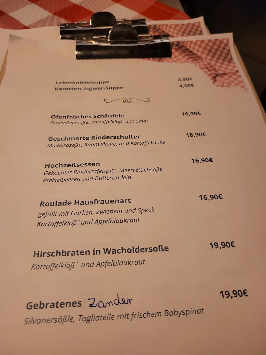 Speisekarte, Gasthof Zur Linde - Jülka GbR