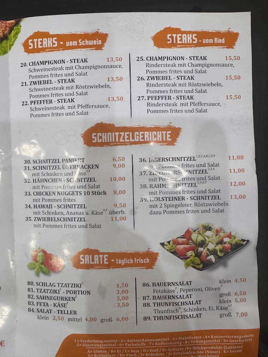 Speisekarte, Gyros-Grill