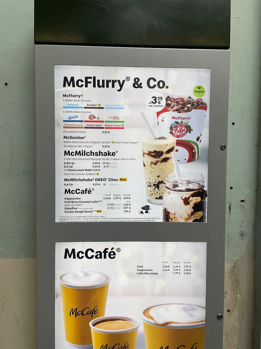 Speisekarte, McDonald's