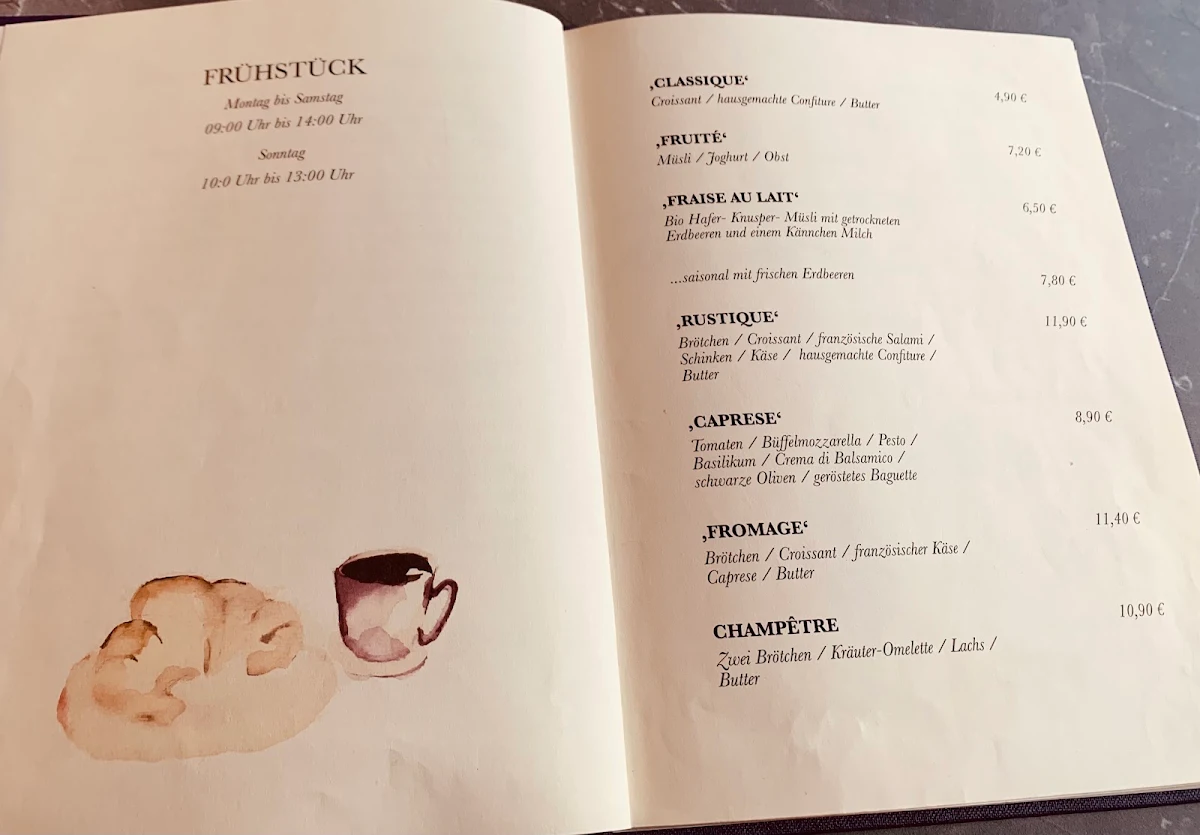 Speisekarte, Philine Boulangerie Française