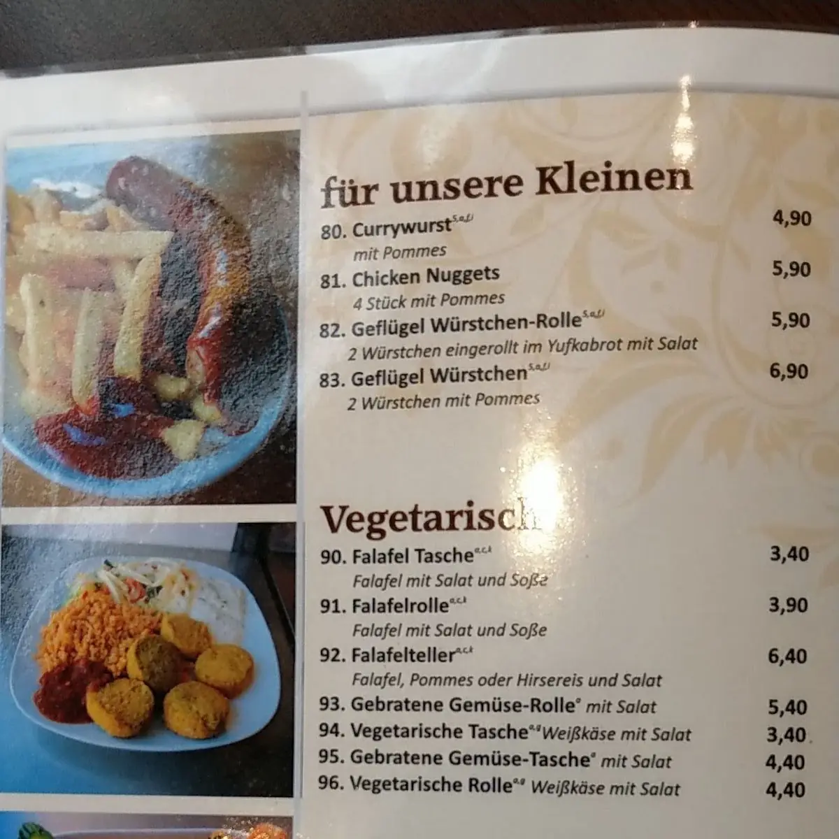 Speisekarte, Restaurant Sivan