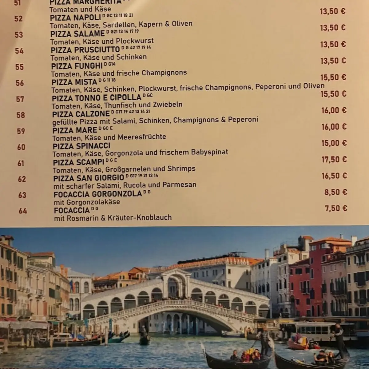 Speisekarte, da Michelino