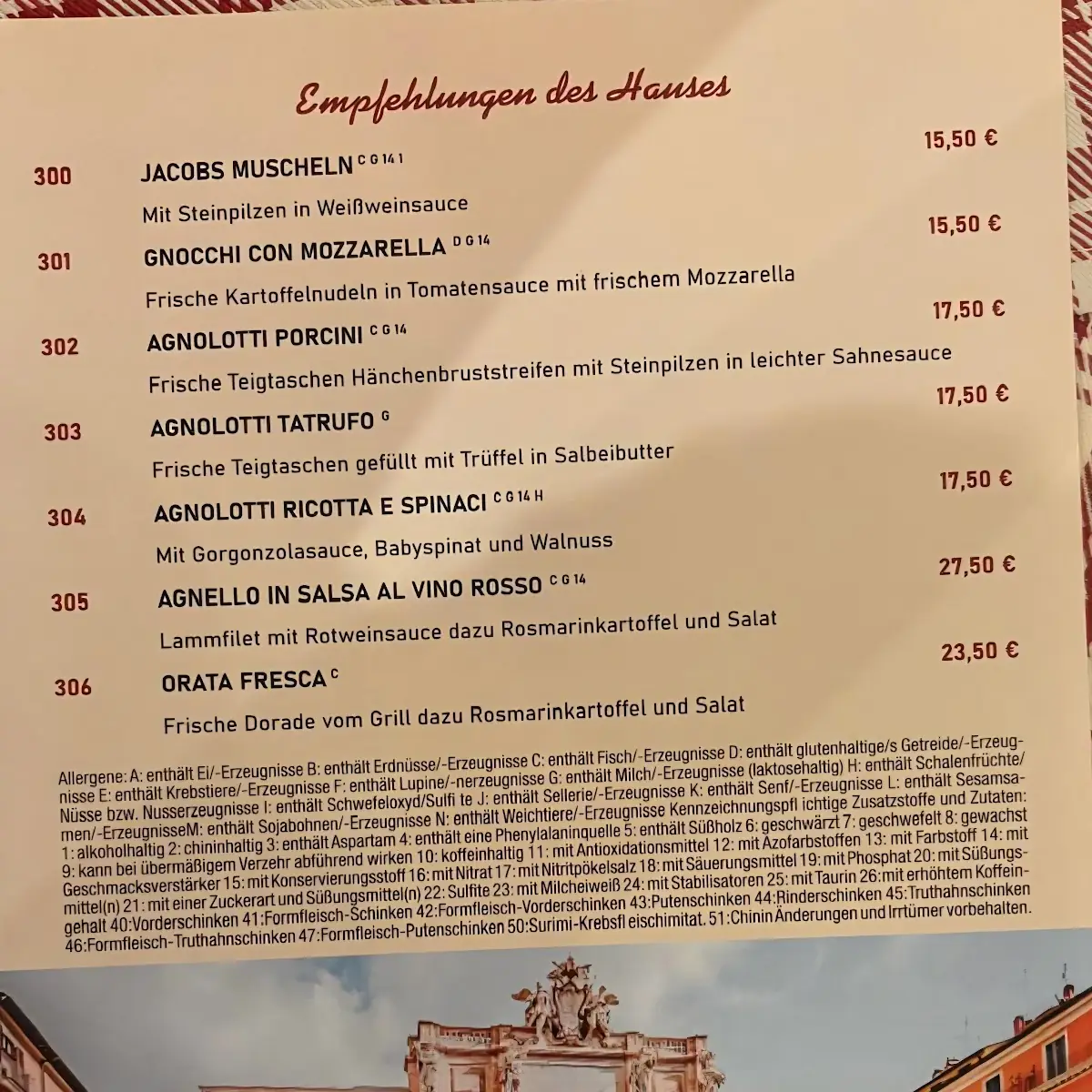 Speisekarte, da Michelino