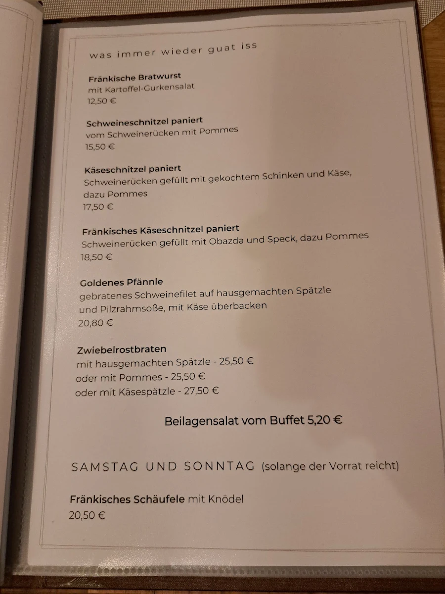 Speisekarte, Goldner Hirsch Dinkelsbühl