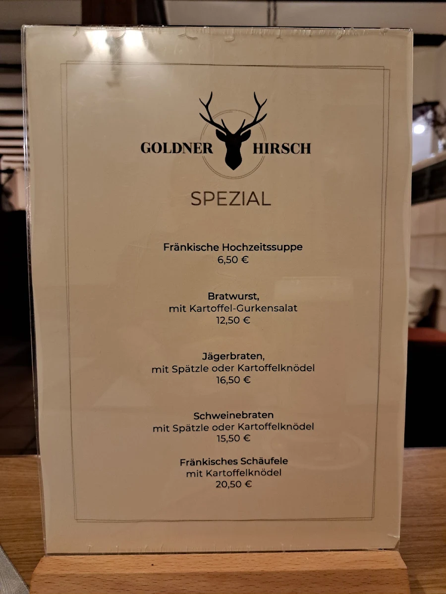 Speisekarte, Goldner Hirsch Dinkelsbühl