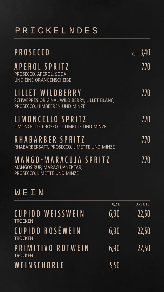 Speisekarte, CUPIDO coffee & fresh food