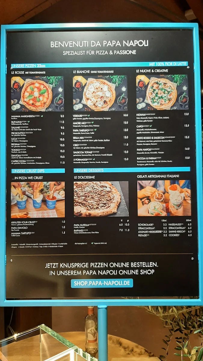 Speisekarte, Papa Napoli Lindau