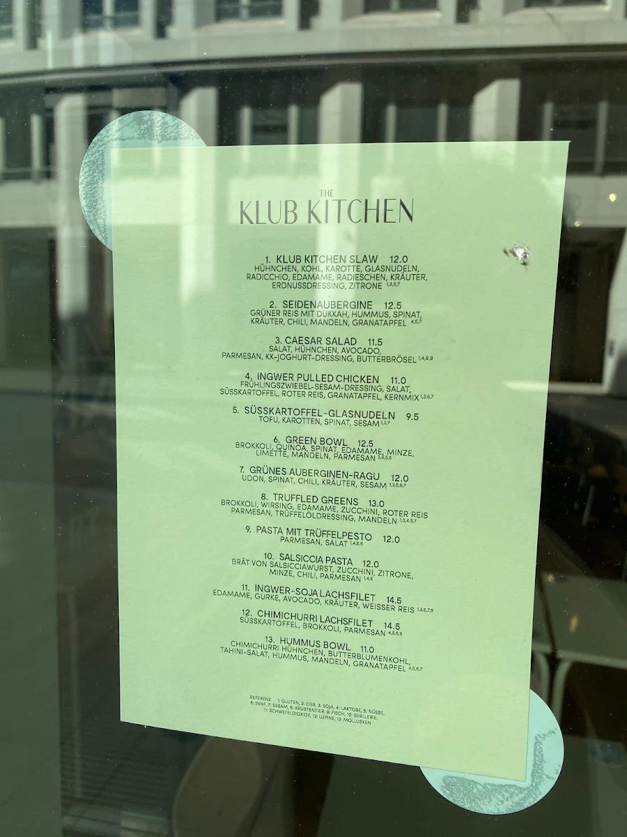 Speisekarte, The Klub Kitchen Hamburg