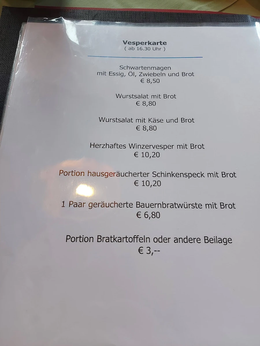 Speisekarte, Zum Letzten Heller
