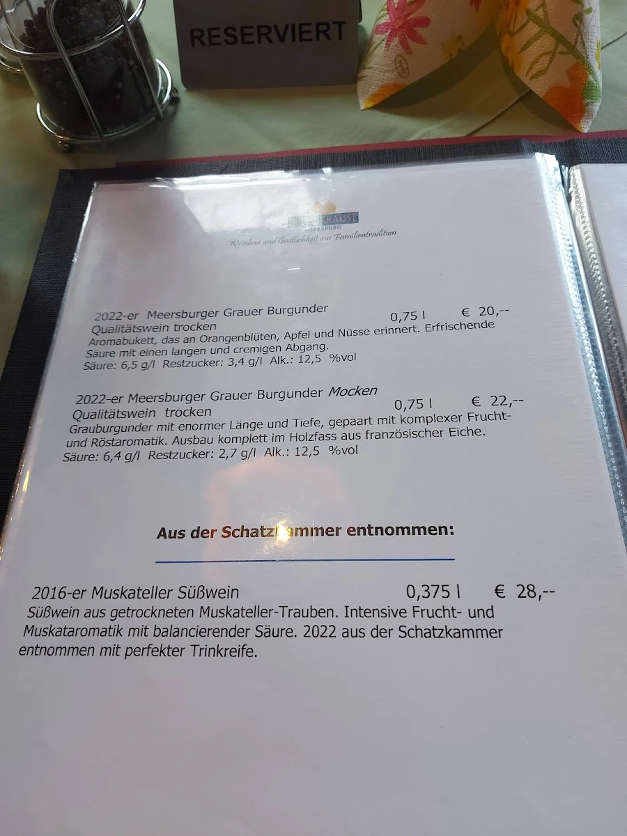 Speisekarte, Zum Letzten Heller