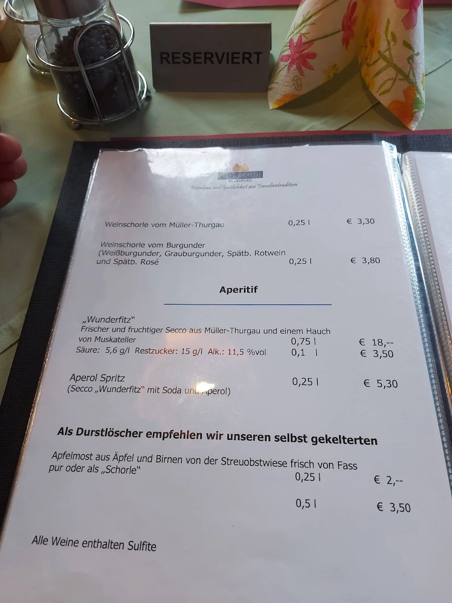 Speisekarte, Zum Letzten Heller