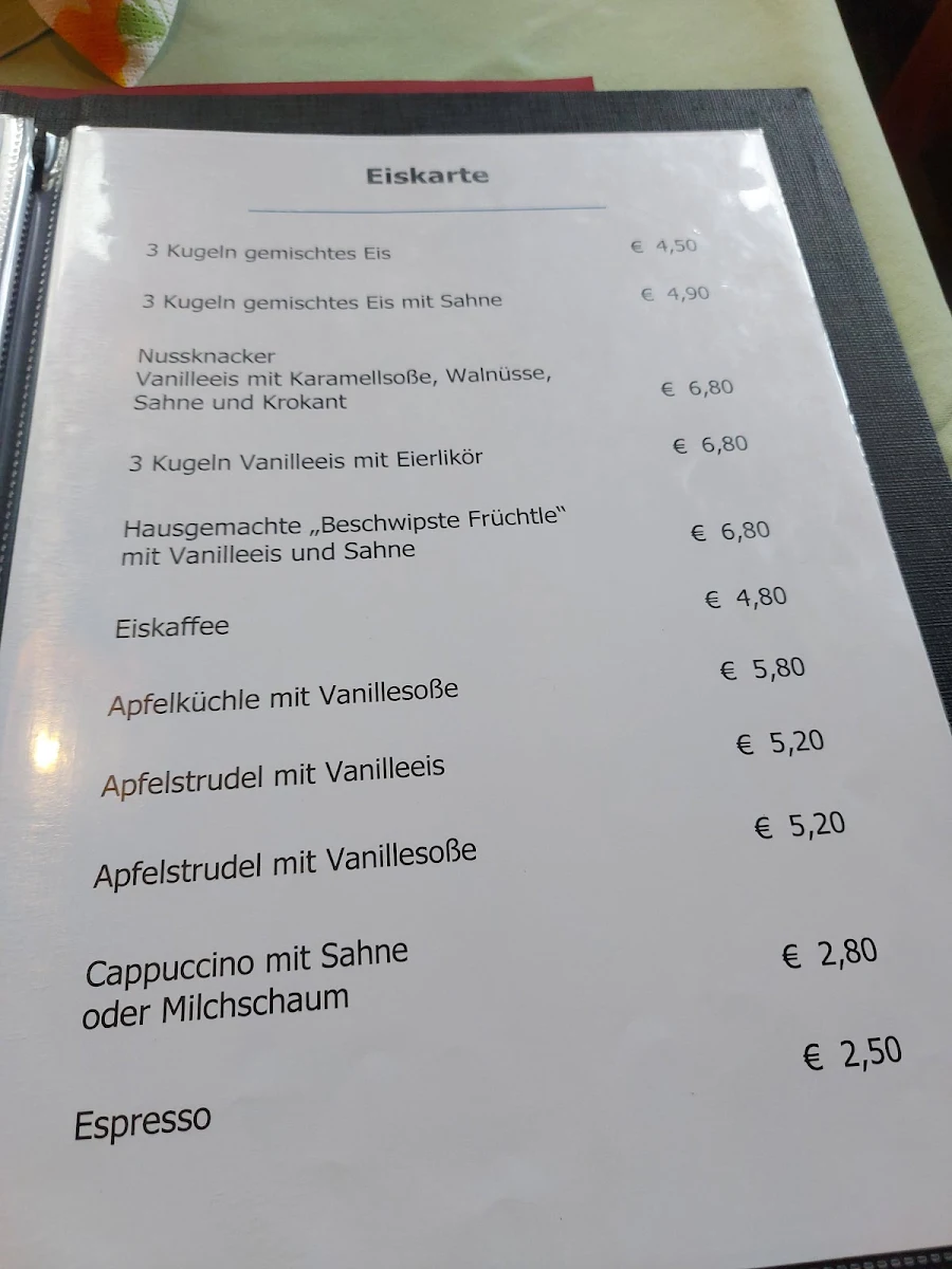 Speisekarte, Zum Letzten Heller