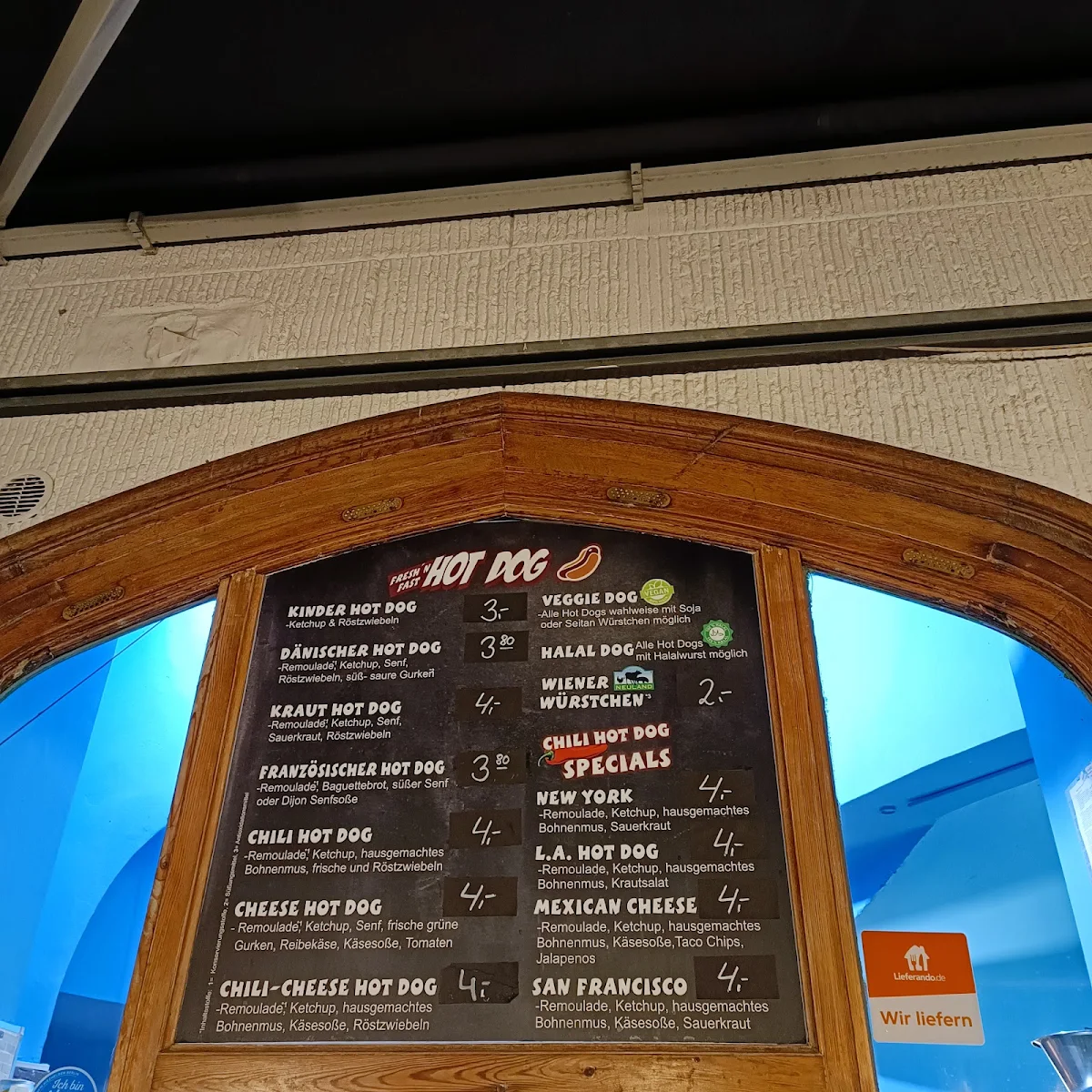 Speisekarte, Fresh'n Fast Hot Dog