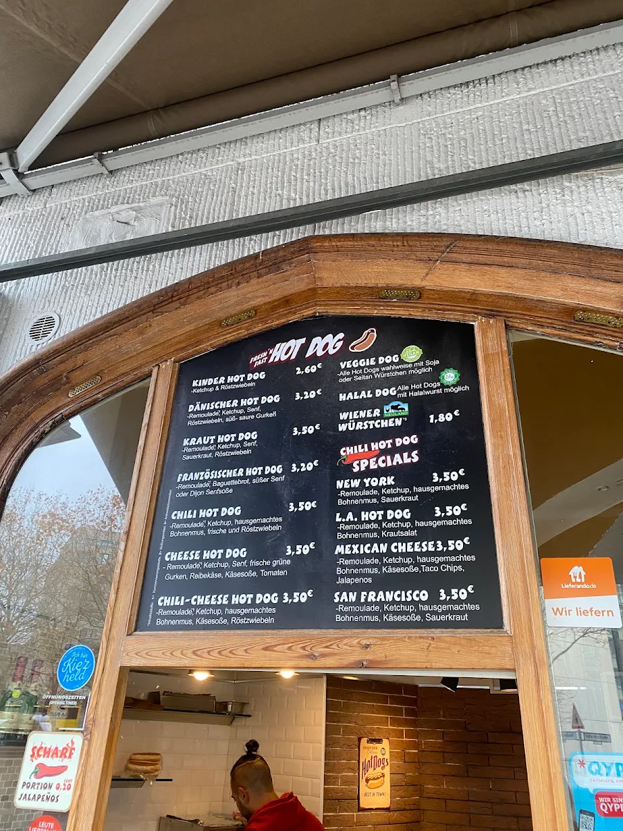 Speisekarte, Fresh'n Fast Hot Dog