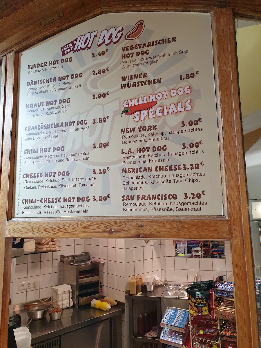Speisekarte, Fresh'n Fast Hot Dog
