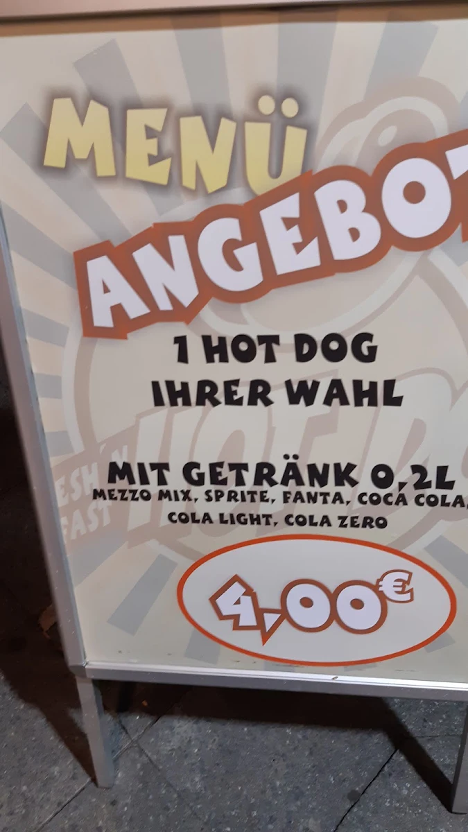 Speisekarte, Fresh'n Fast Hot Dog