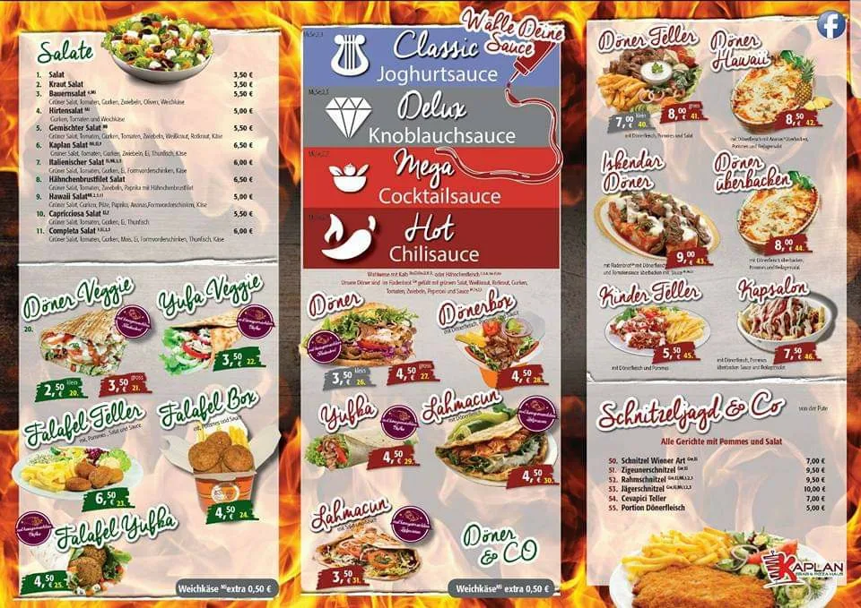 Speisekarte, Kaplan Kebap & Pizza Haus