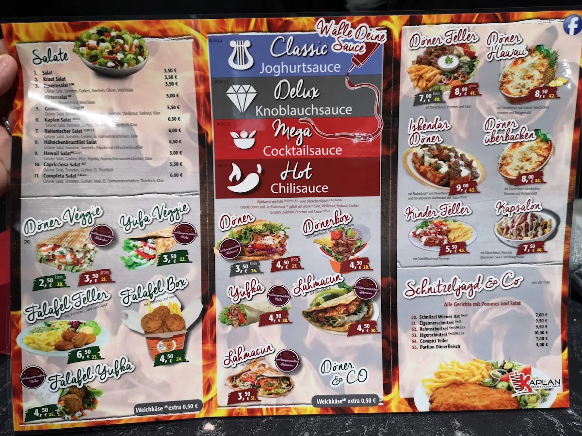 Speisekarte, Kaplan Kebap & Pizza Haus