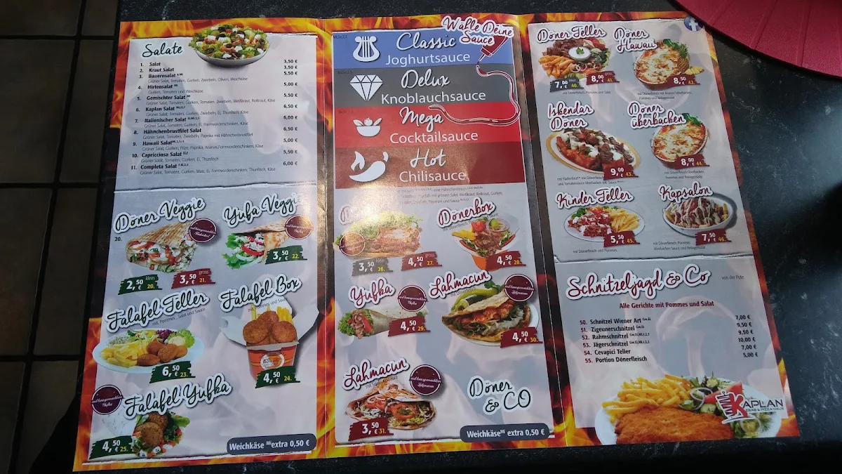 Speisekarte, Kaplan Kebap & Pizza Haus