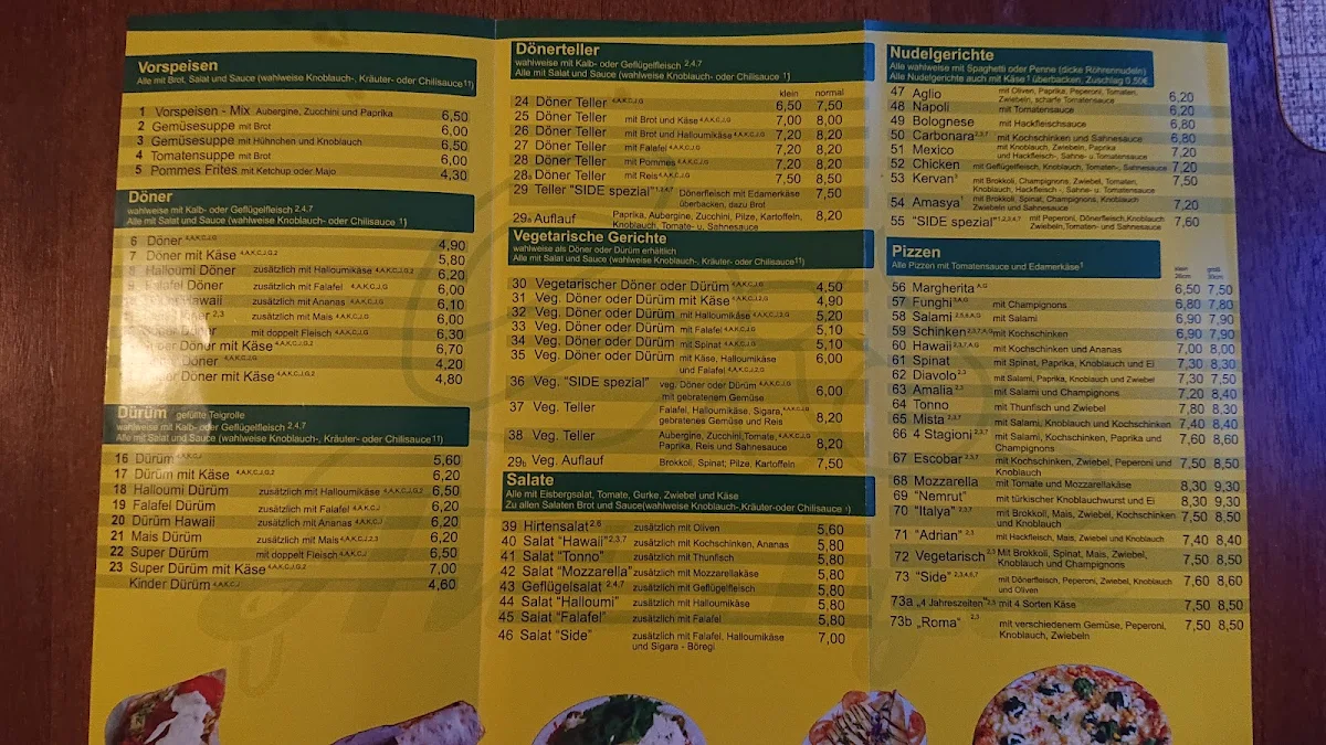 Speisekarte, Kebap Haus Side & Antalya