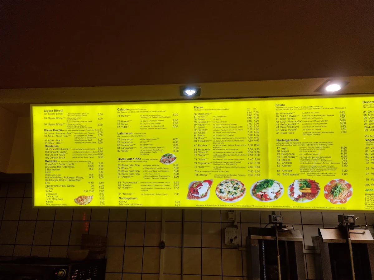 Speisekarte, Kebap Haus Side & Antalya