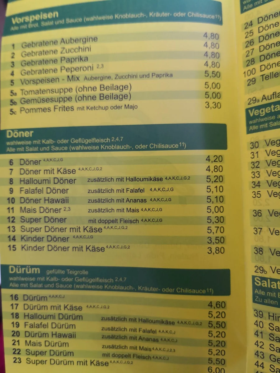 Speisekarte, Kebap Haus Side & Antalya