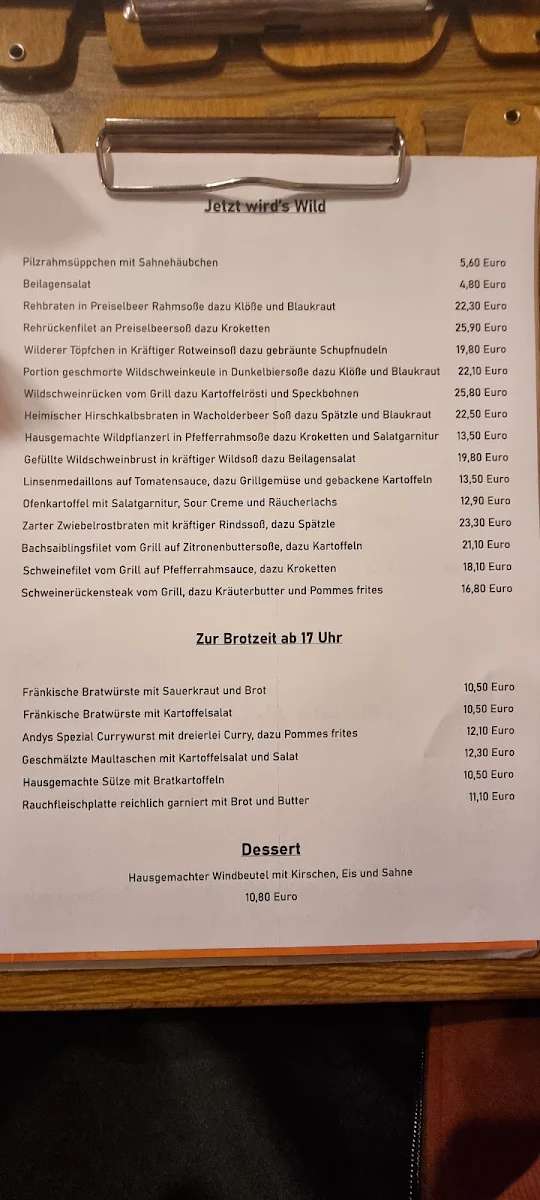 Speisekarte, Gaststätte im Gemeindezentrum Fessenheim