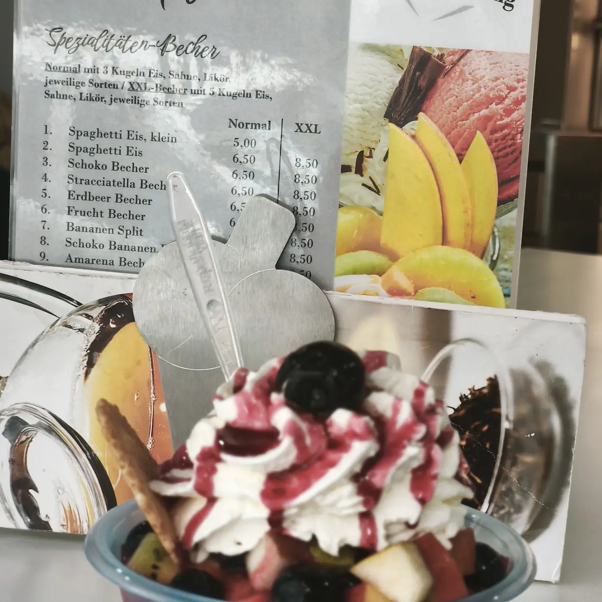 Speisekarte, Eisdiele Tutti Frutti