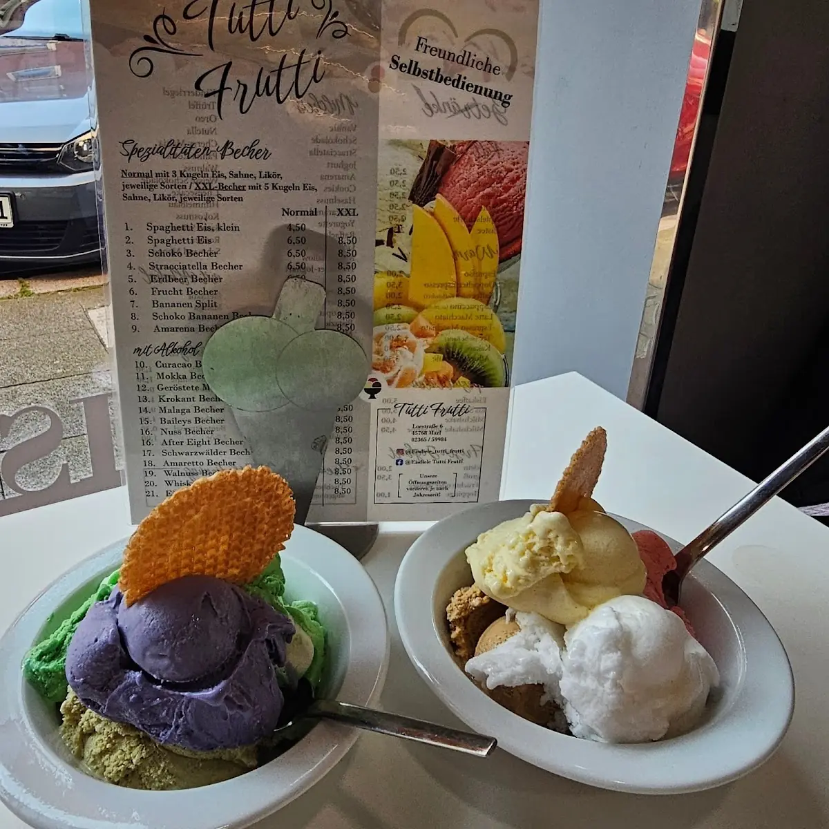 Speisekarte, Eisdiele Tutti Frutti