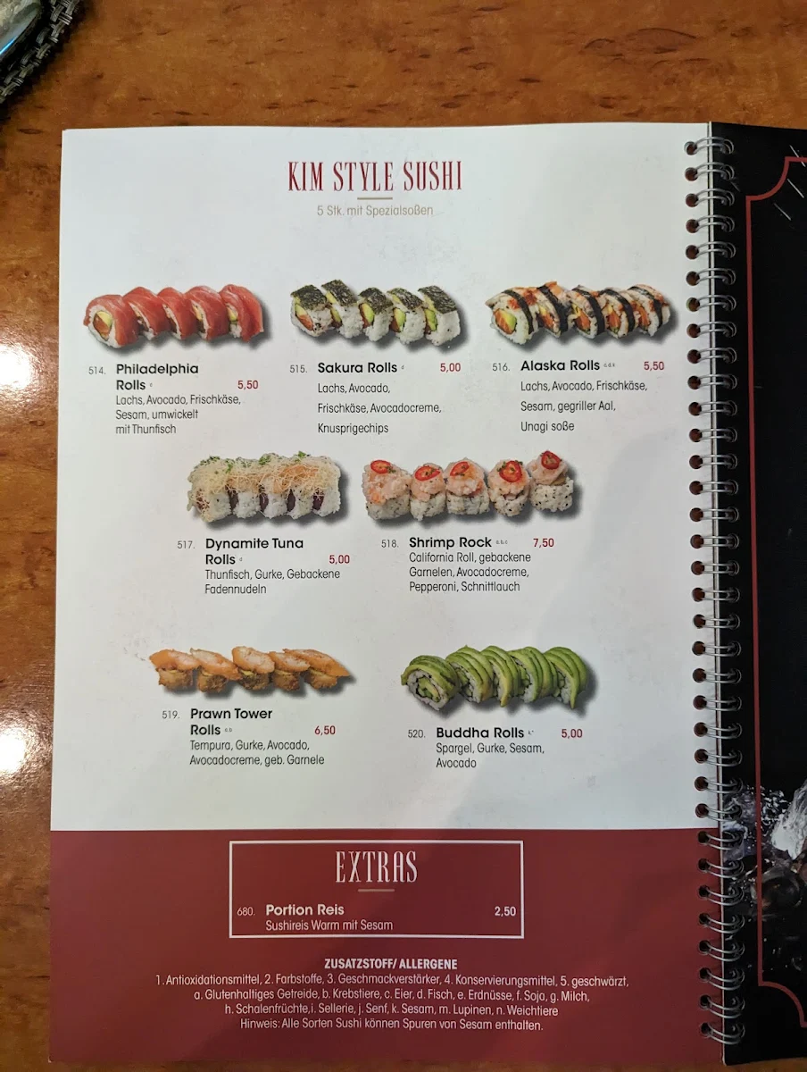 Speisekarte, Asia Gourmet Kim