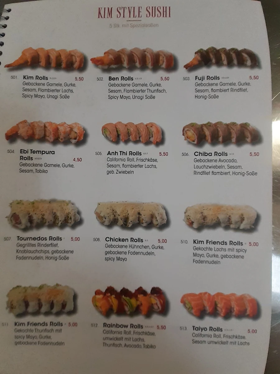 Speisekarte, Asia Gourmet Kim