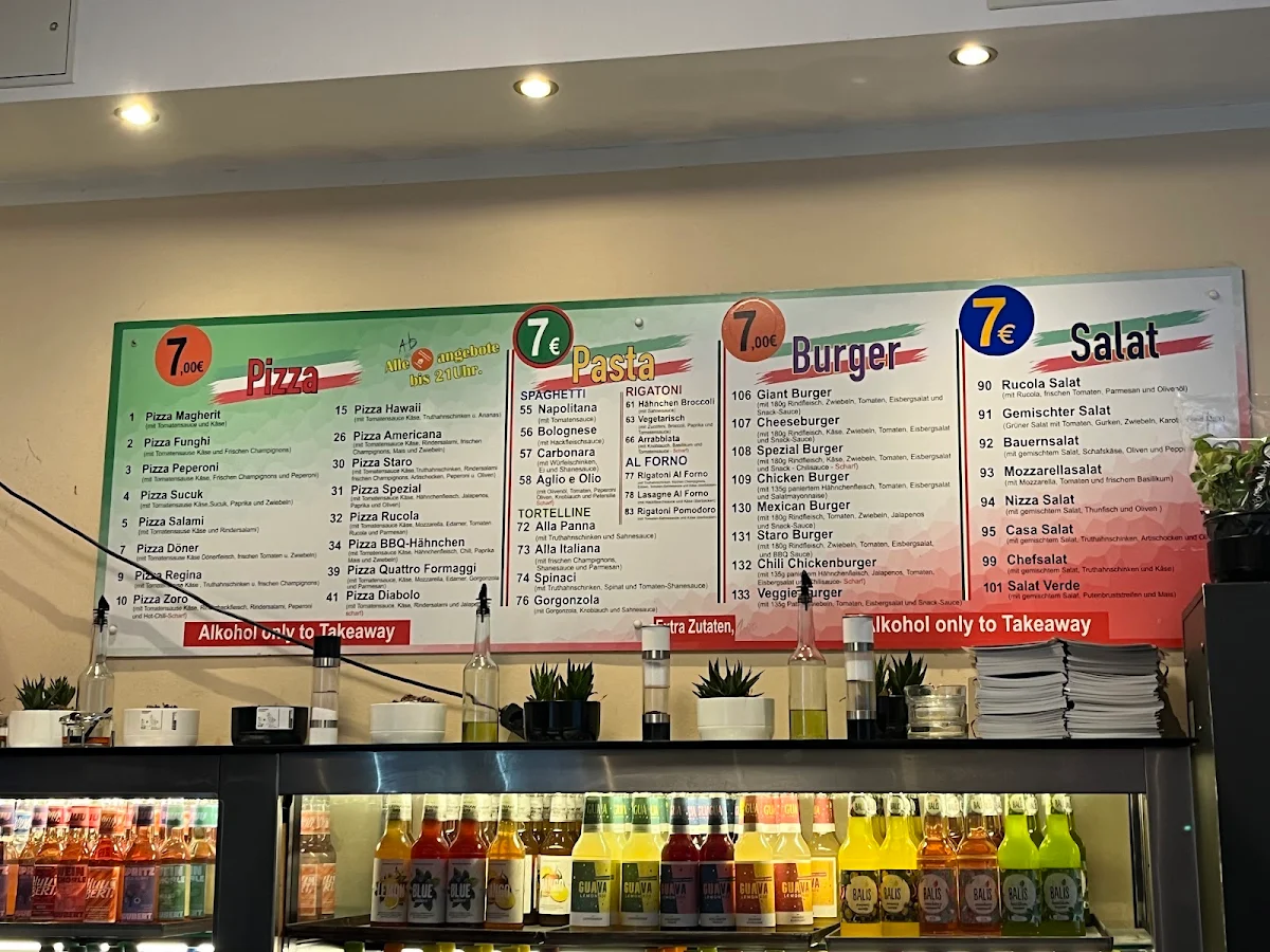 Speisekarte, Staro Pizza & Pasta