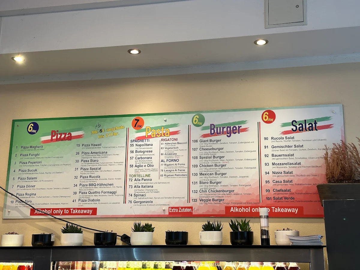 Speisekarte, Staro Pizza & Pasta
