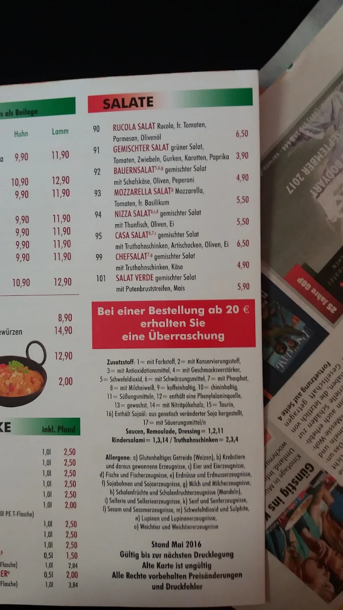 Speisekarte, Staro Pizza & Pasta