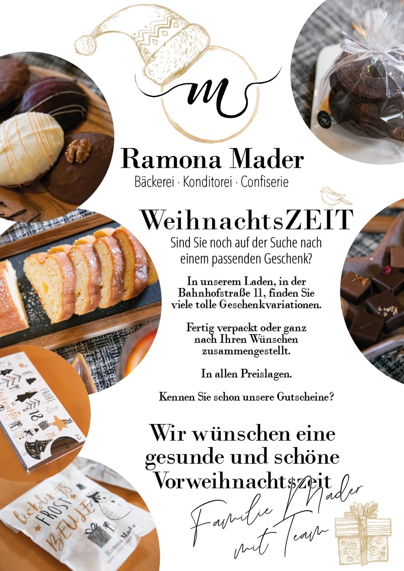 Speisekarte, Bäckerei-Konditorei-Eis-Café Mader