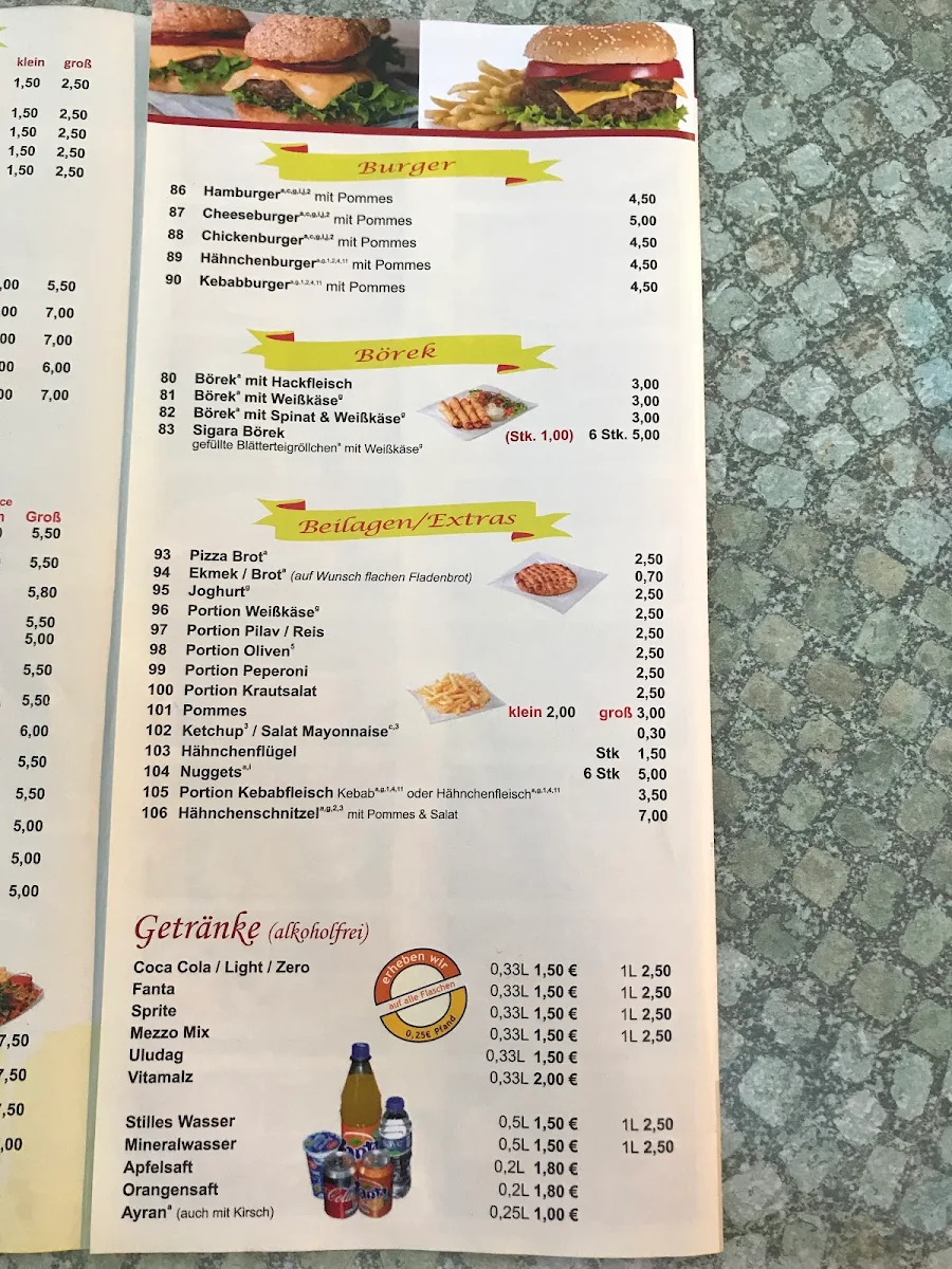 Speisekarte, Mega Döner Oldenburg