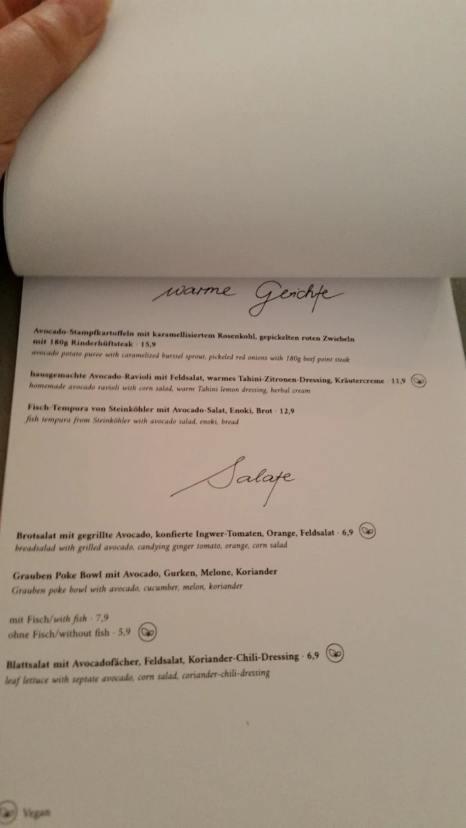Speisekarte, Avocado Club
