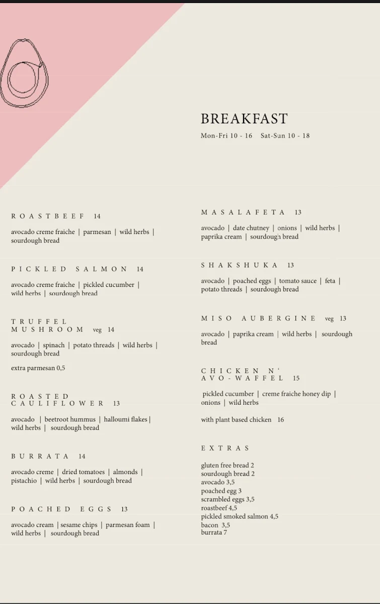 Speisekarte, Avocado Club